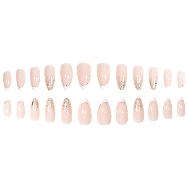 Elegant Stiletto Press-On Nail Set with Glitter and French Tip Stornfield