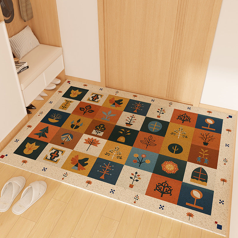 Playful Striped Dog Print Welcome Mat Stornfield