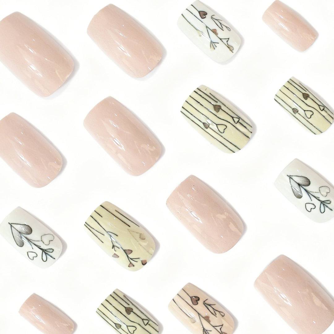 Elegant Heart-Themed Acrylic Nail Art Stornfield