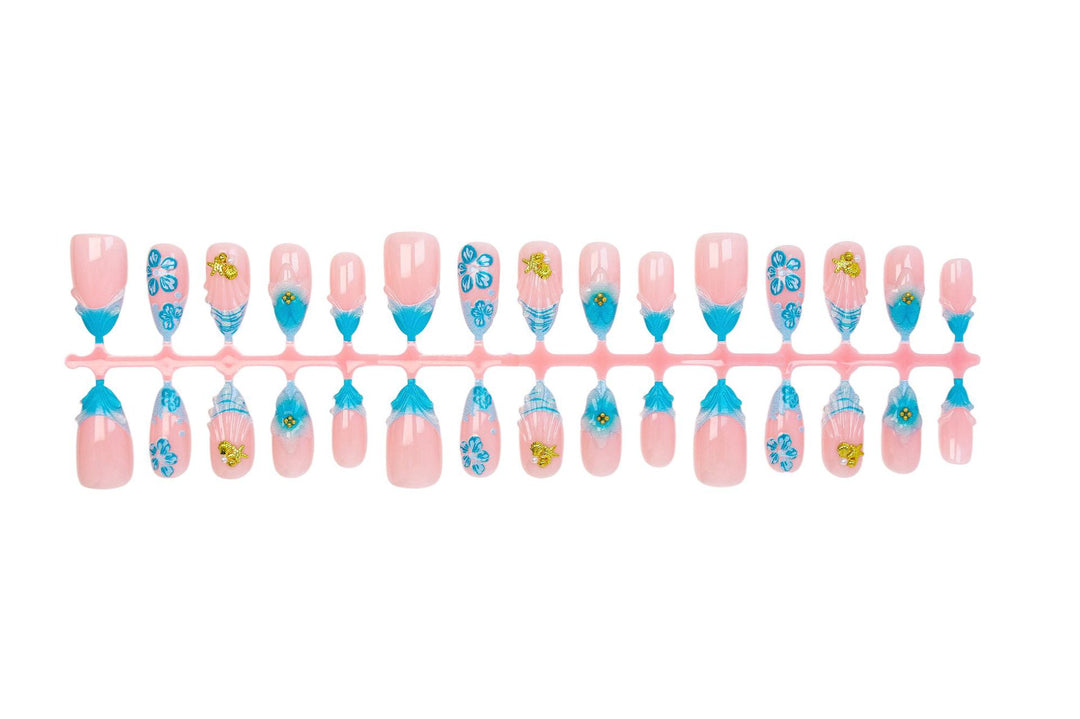 Fake nails set with elegant floral accents Stornfield