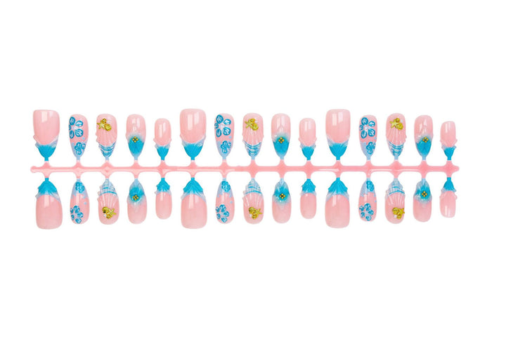 Fake nails set with elegant floral accents Stornfield