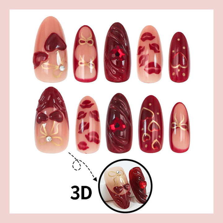 Nail art set with romantic heart and glitter decorations Stornfield