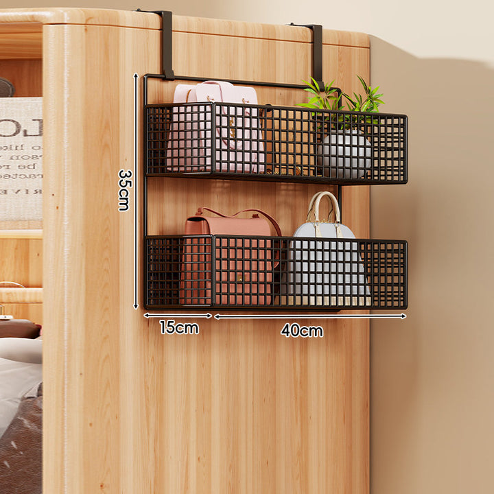 Over-the-Door Multi-Tier Metal Grid Hanging Storage Organizer