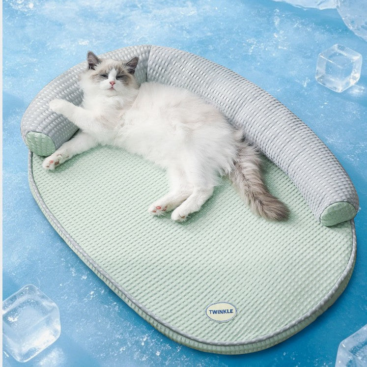 Unisex nan cooling orthopedic cat bed with neck roll Stornfield