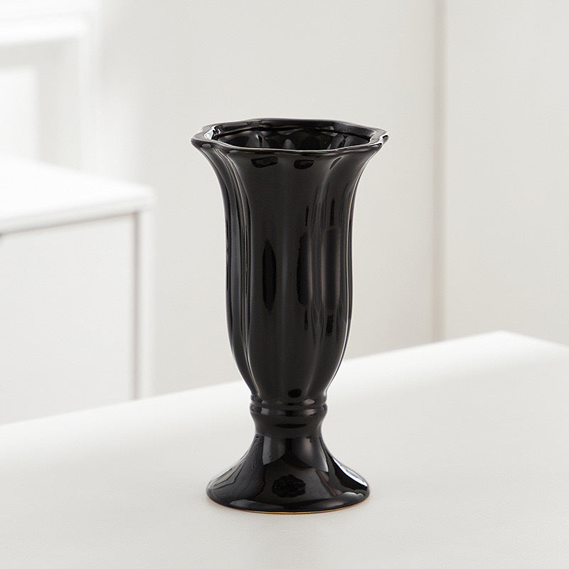 Decorative Floral Embossed Ceramic Vase for Home Decor