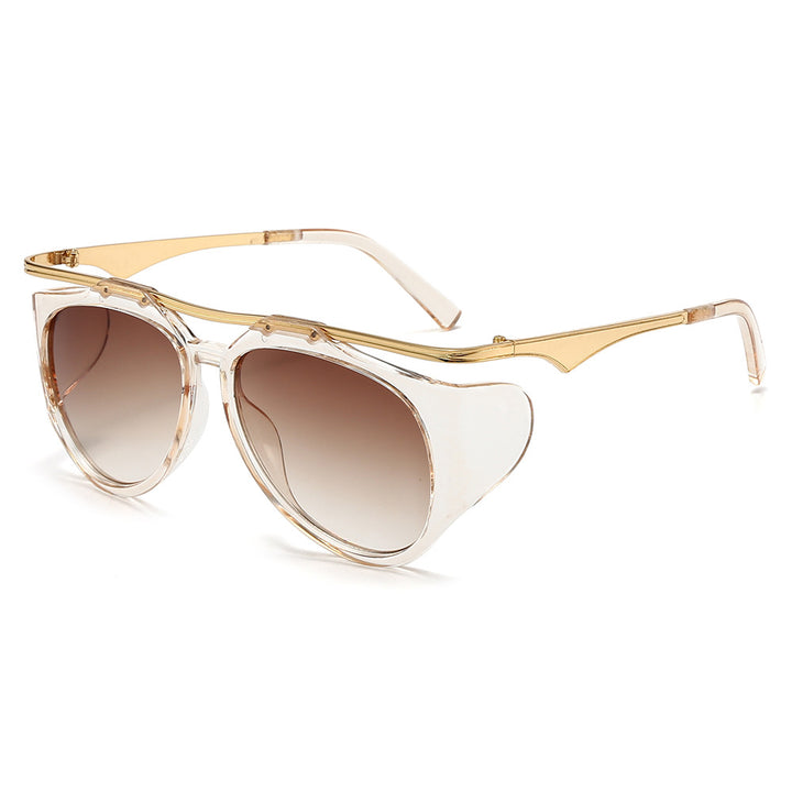 Ladies Fashion Sport Sunglasses with Oversized Frame and Golden Accents Stornfield