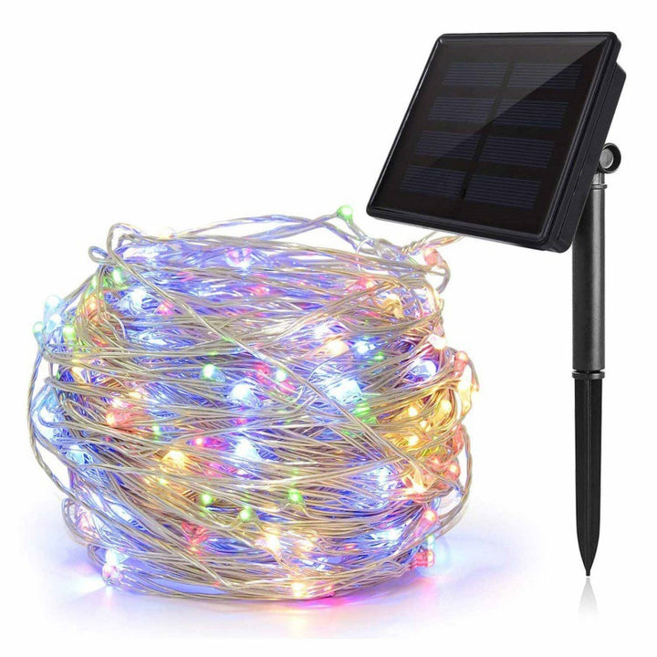 Ultra-Flexible Solar Micro-LED Fairy String Lights With Waterproof Ground-Mount Panel Stornfield