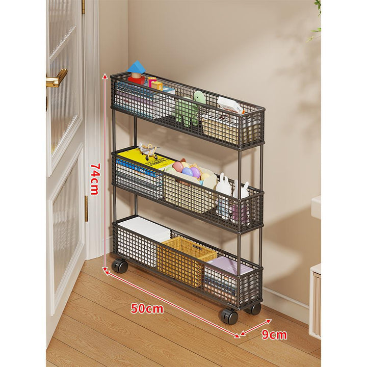Slim Vertical Mesh Basket Organizer Rack for Narrow Spaces