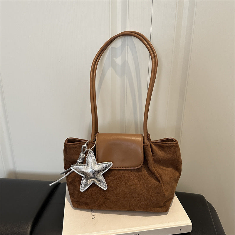 Suede Handbag with Star Charm