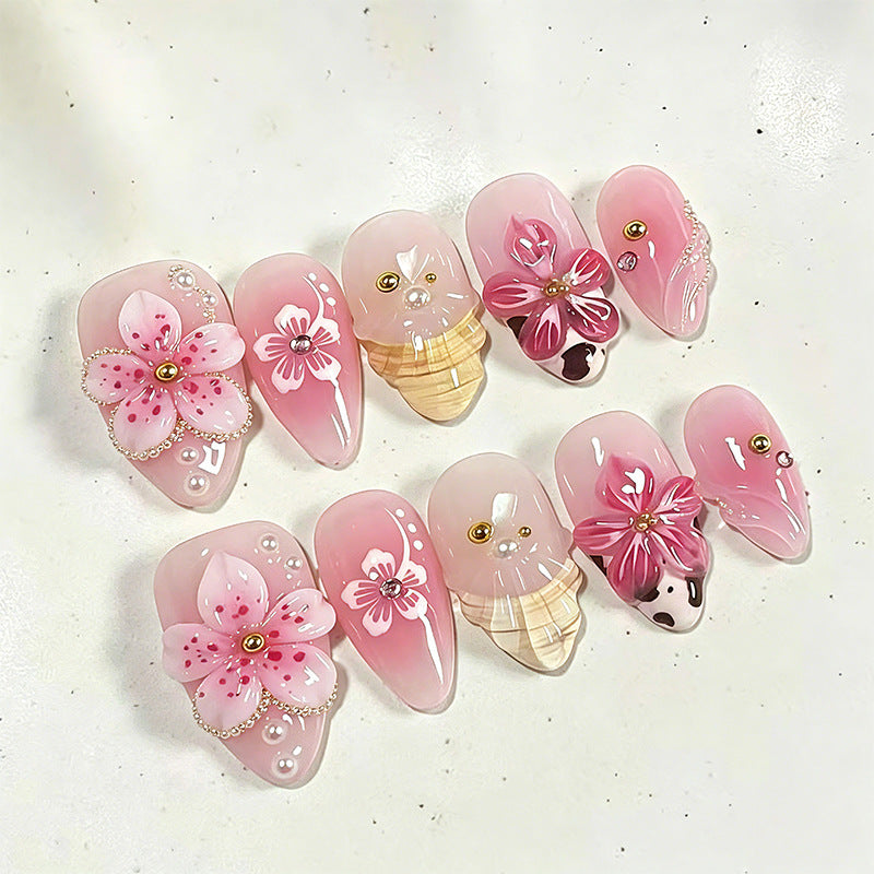 Luxurious artificial nails with floral decorations Stornfield