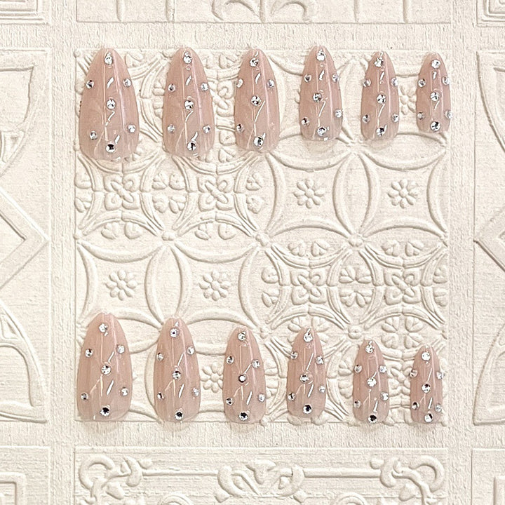 Decorative Stiletto Press-On Nails with Rhinestone Accents Stornfield