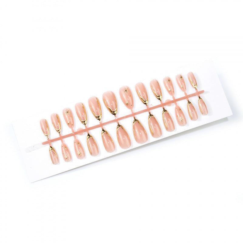 Chic Stiletto Press-On Nail Art Set with Gold Star Accents Stornfield