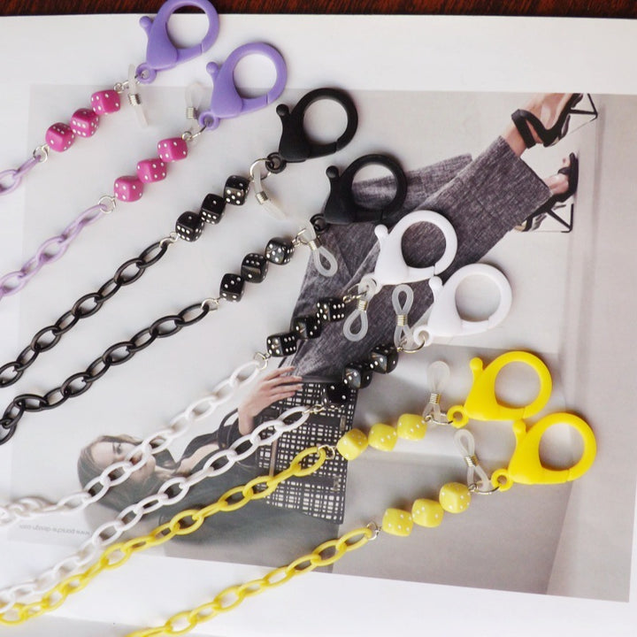 Fashionable glasses holder chain made of plastic with colorful beads Stornfield