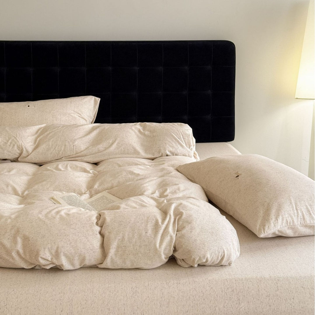 Linen-Blend Duvet Cover Set with Deep-Pocket Fitted Sheet