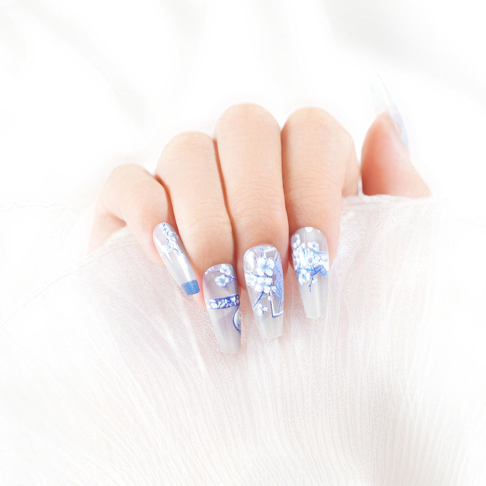 Artistic Floral Long Press-On Nail Set Stornfield