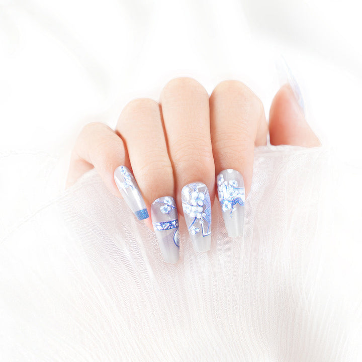 Artistic Floral Long Press-On Nail Set Stornfield