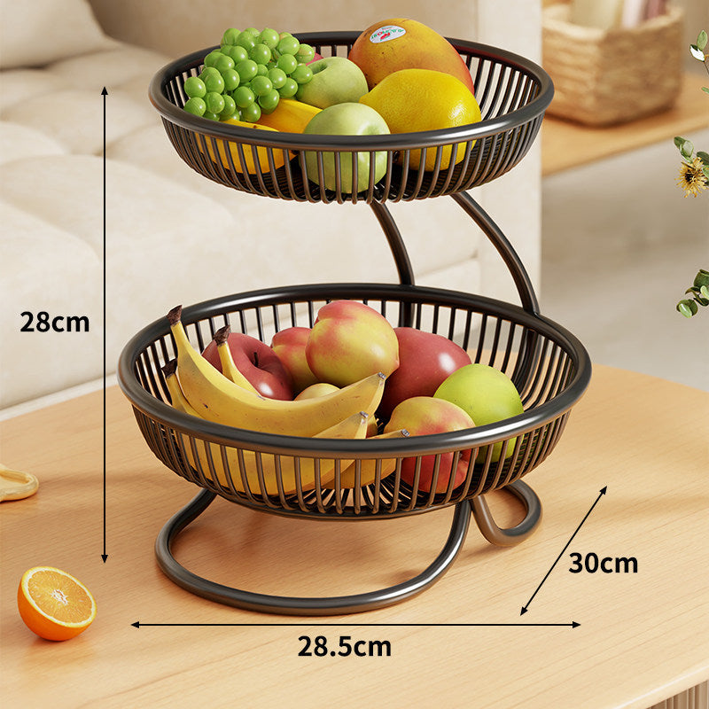 Tiered Metal Fruit Bowl Stand with Open Wire Ventilated Design