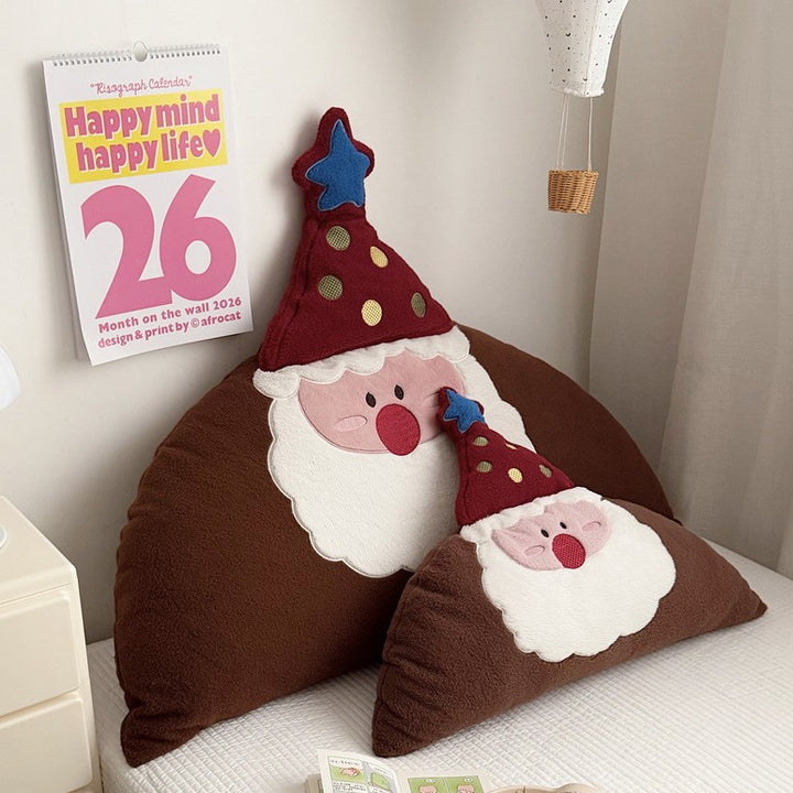 Christmas cuddle pillow in Santa face with soft plush cover and appliqués