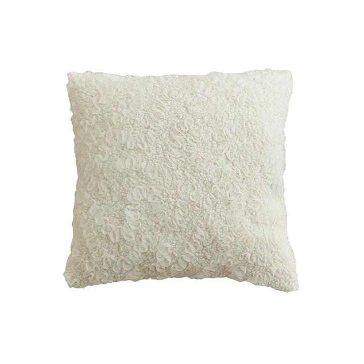 Fluffy bouclé decorative pillow with relief loops and soft inner cushion