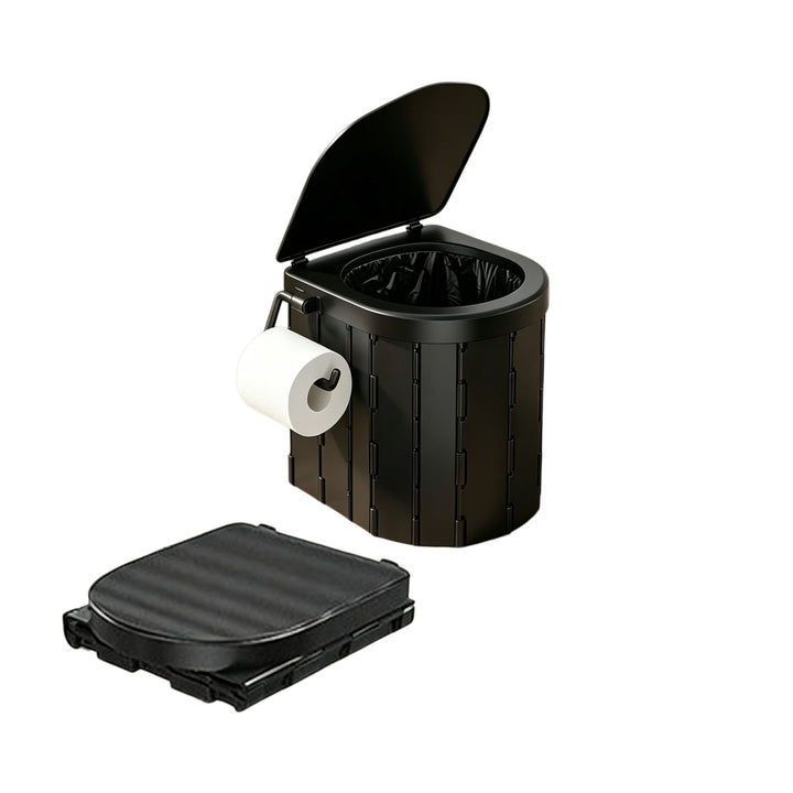 Portable pop-up privacy tent and collapsible camping toilet kit with full accessory set Stornfield