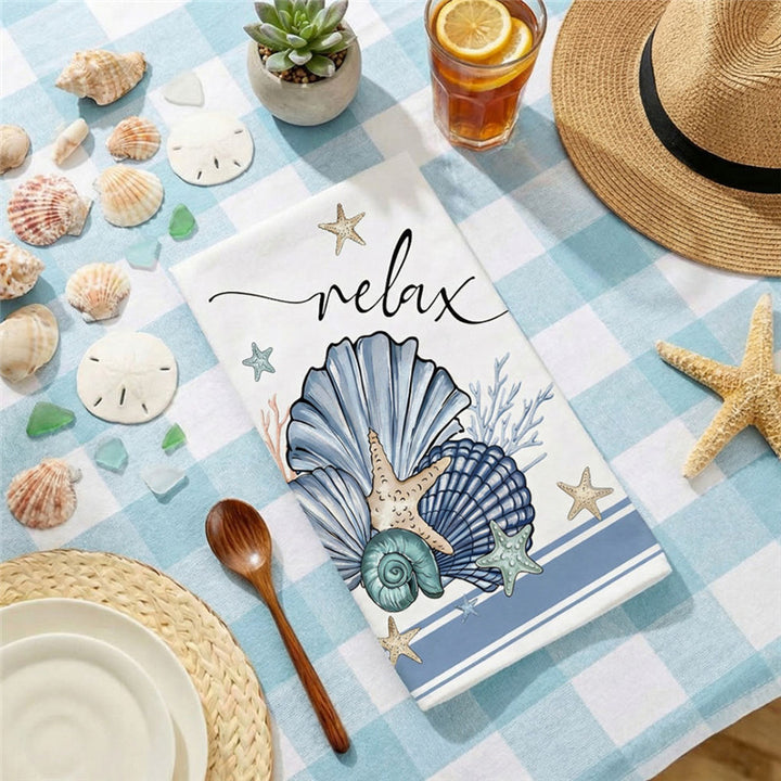 Oversized Quick-Dry Microfiber Beach Towel with Nautical Seashell Print