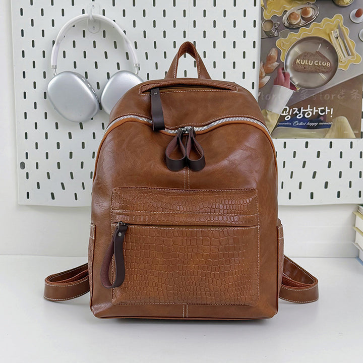 Stylish Crocodile-Patterned Leather Backpack Stornfield