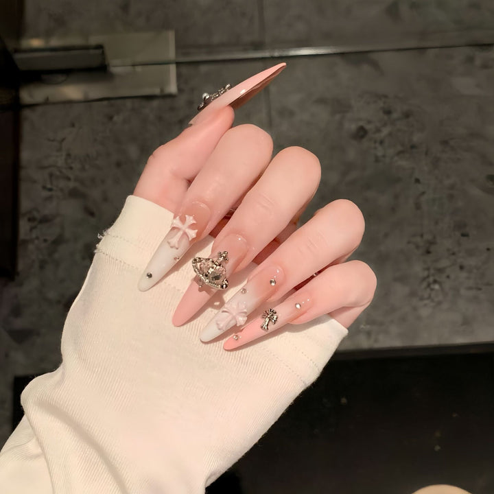 Acrylic nails with rhinestone embellished accents Stornfield