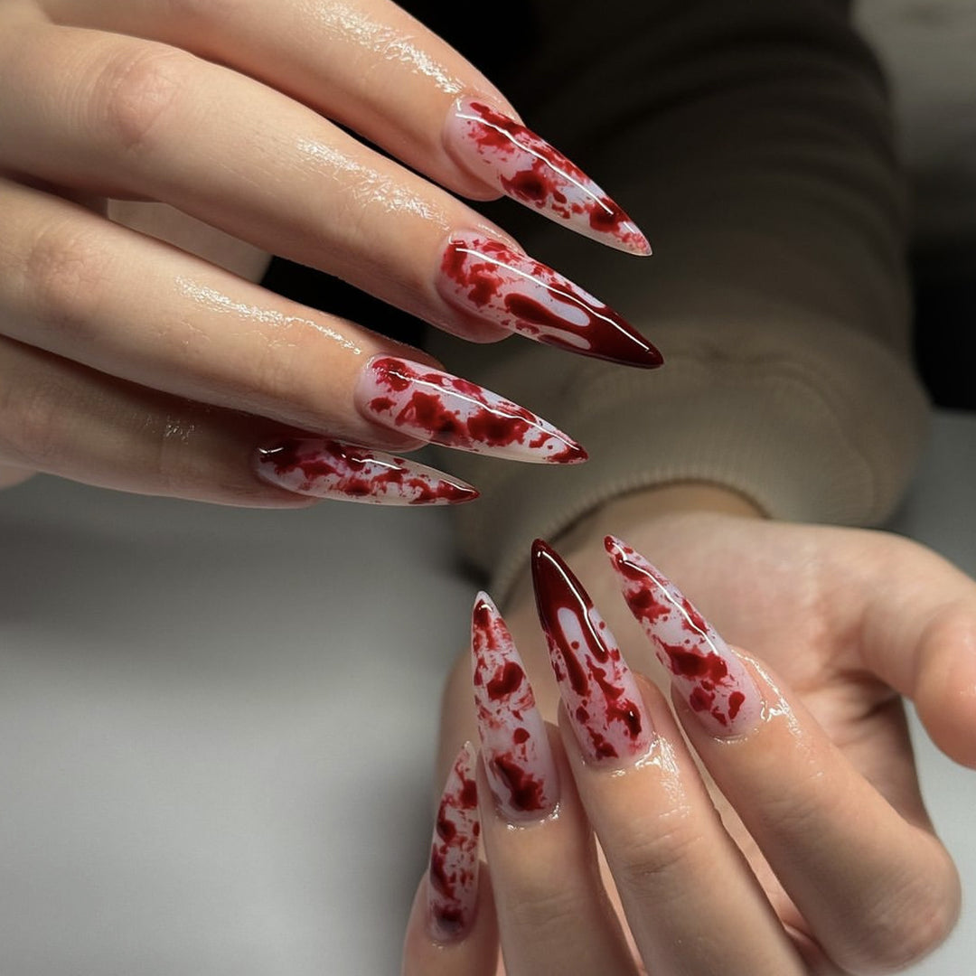 Gothic Blood Drip Stiletto Nail Art Extensions Stornfield