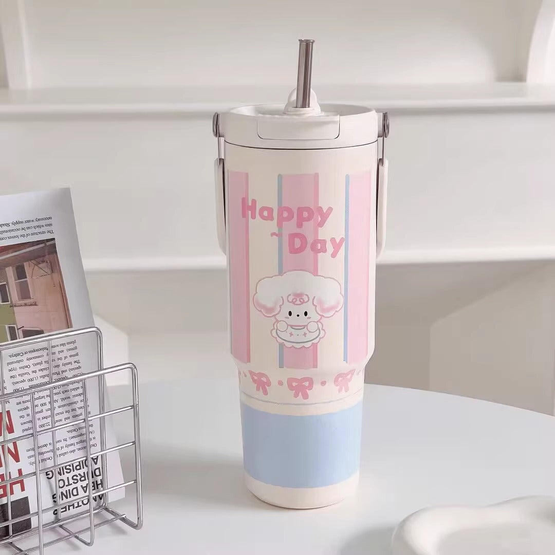 Ladies drinking cup with funny design and integrated straw Stornfield