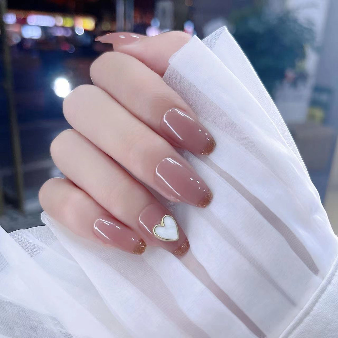 Decorative Press-On Nail Set with Heart Design Stornfield