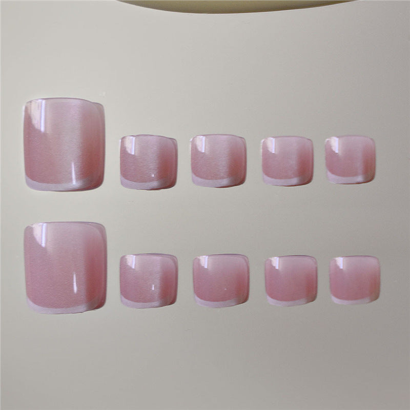 Elegant French Tip Press-On Toenails Stornfield