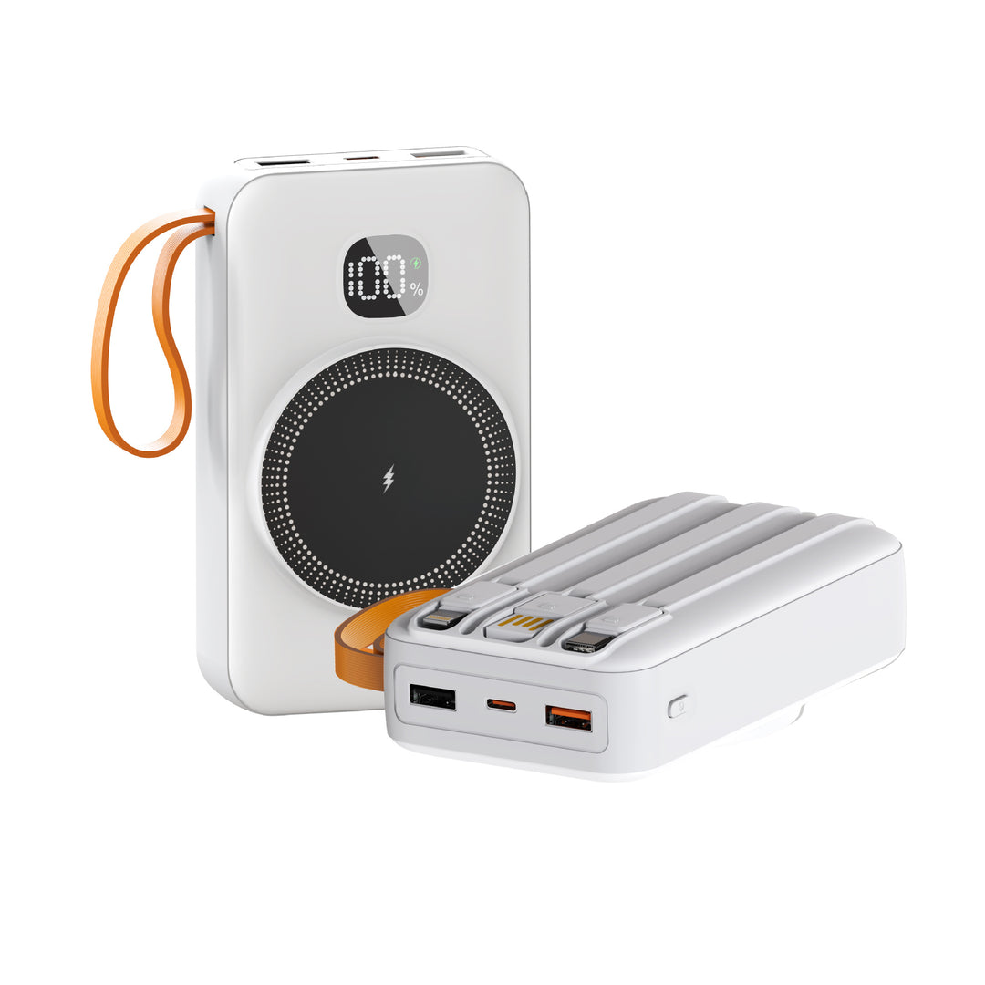 Portable power bank with integrated inductive fast charging function and LED charging status indicator Stornfield
