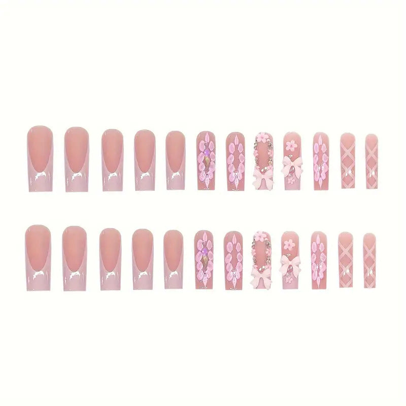 Decorative Bow-Embellished Press-On Nails Stornfield