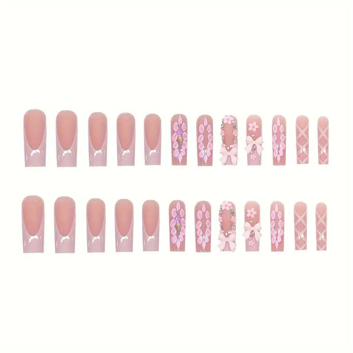 Decorative Bow-Embellished Press-On Nails Stornfield