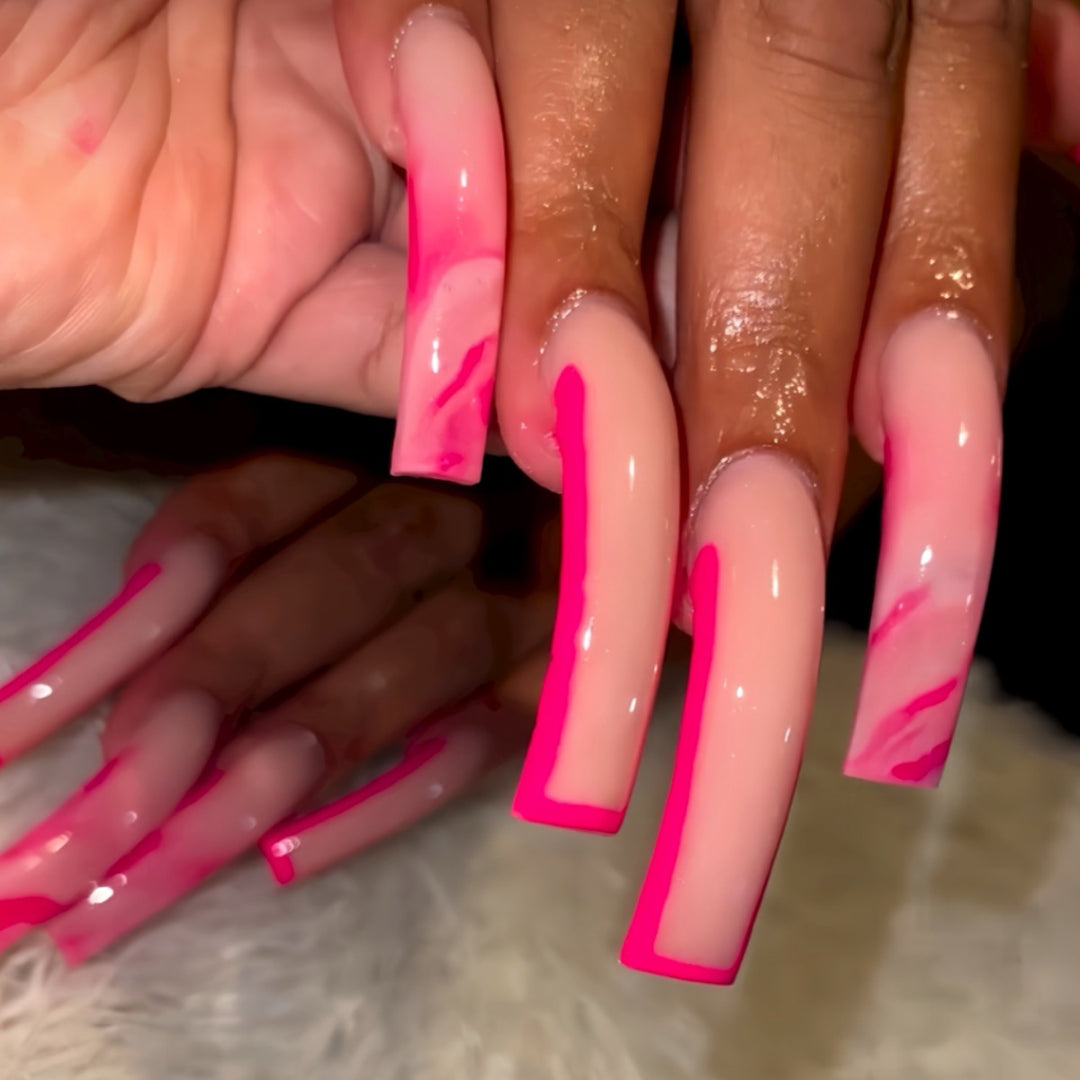 Artistic Marble Effect Nail Extensions Stornfield