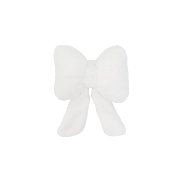 plush bow-shaped decorative throw cushion with long tails and faux-fur texture Stornfield