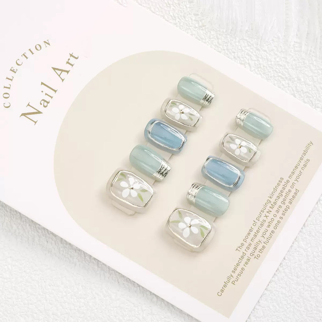 Premium Floral-Embellished Press-On Nail Set