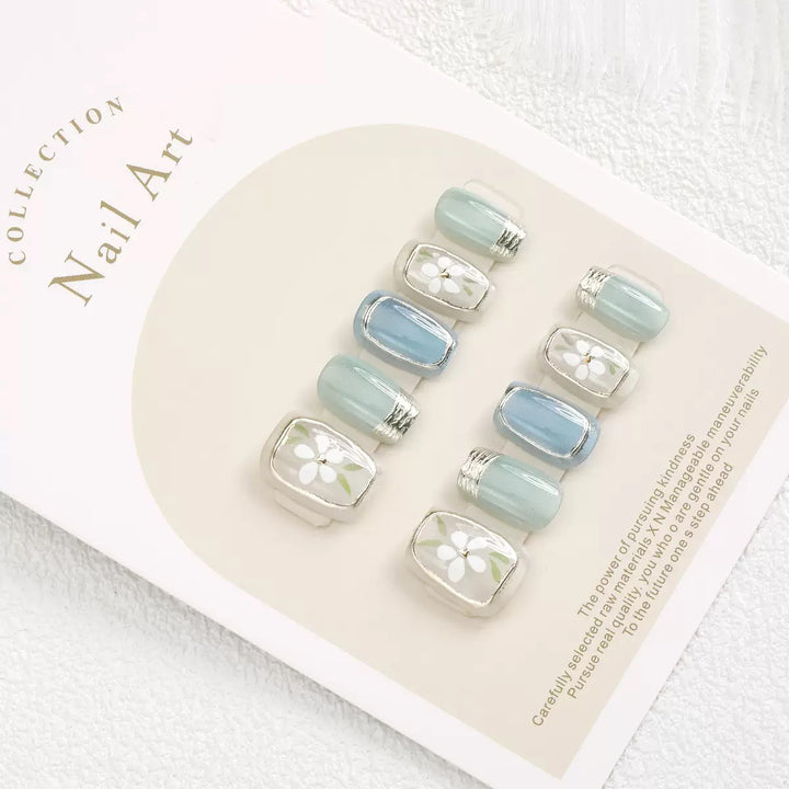 Premium Floral-Embellished Press-On Nail Set