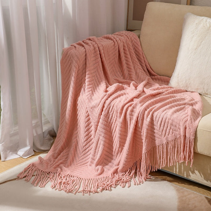 Textured Fringe Throw Blanket