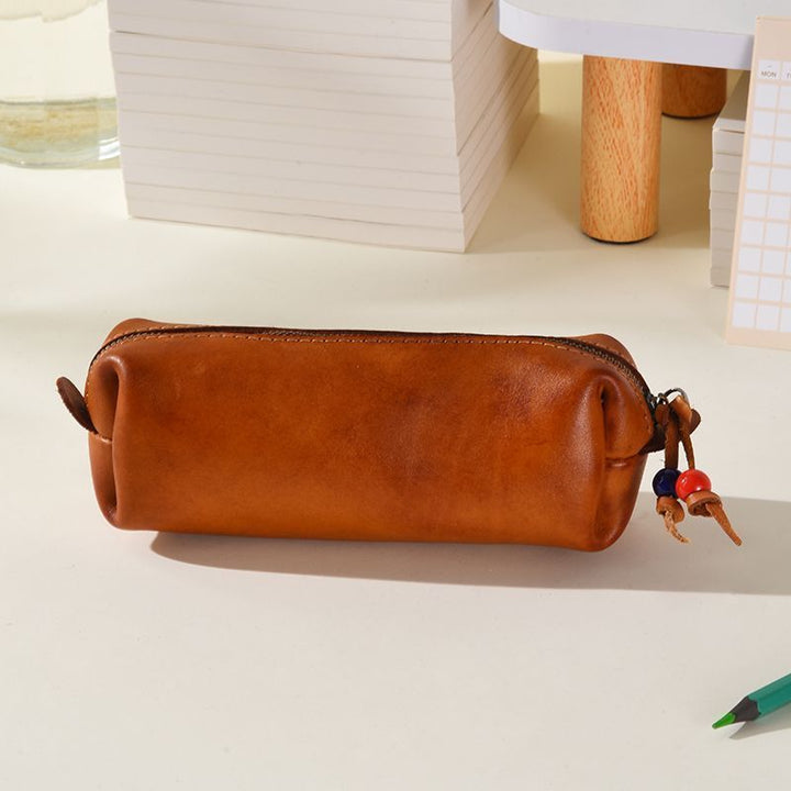 Leather Zippered Pencil Case