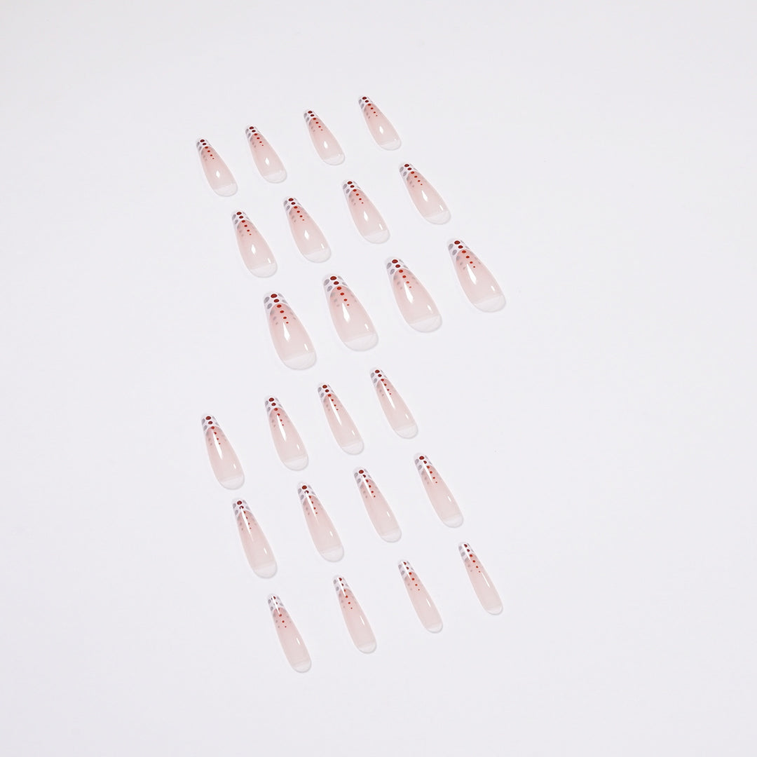 Artistic Nail Extensions with Elegant Dots and Shimmering Ombré Stornfield