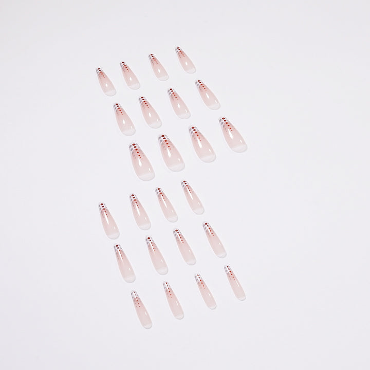 Artistic Nail Extensions with Elegant Dots and Shimmering Ombré Stornfield
