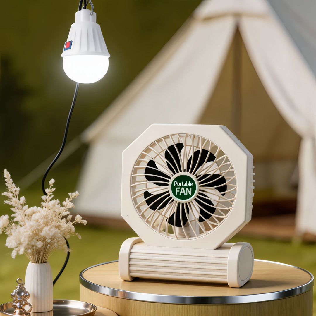 Ladies Portable Table Fan with USB Connection and an Elegant Wooden Base Stornfield
