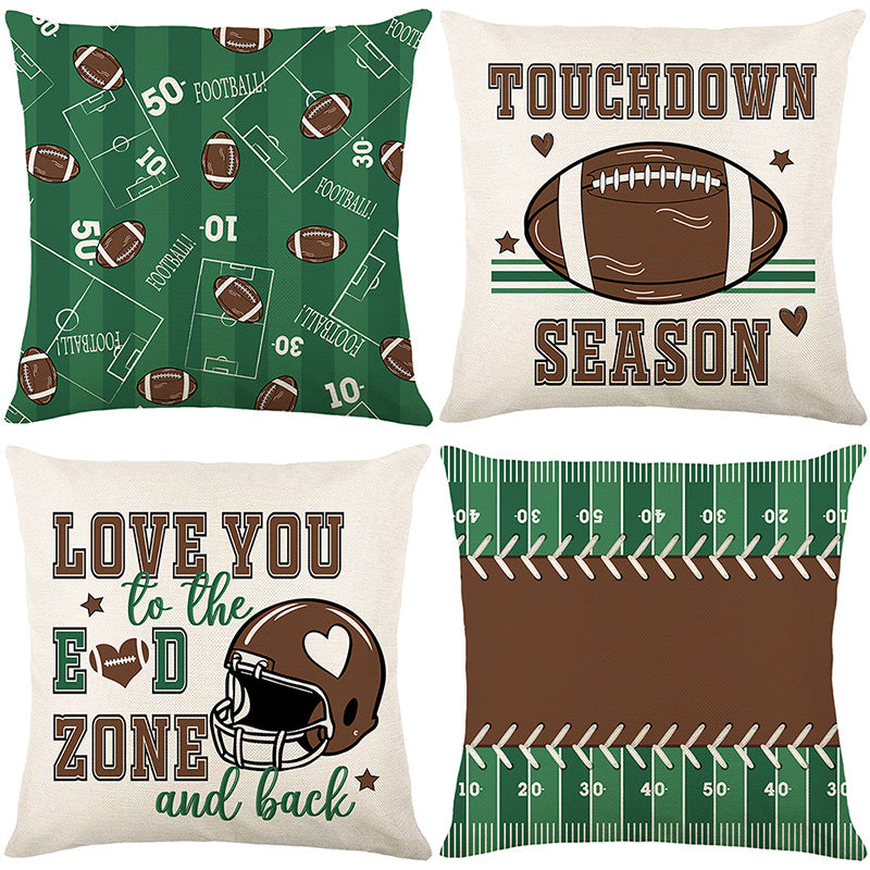 Decorative Throw Pillow Cover with American Football Field Print