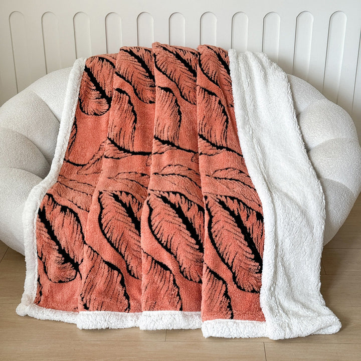 Plush Leaf Pattern Throw Blanket