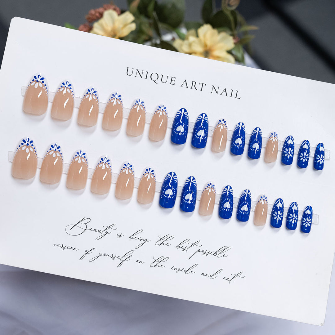 Floral Accent Stiletto Press-On Nails  1791110680