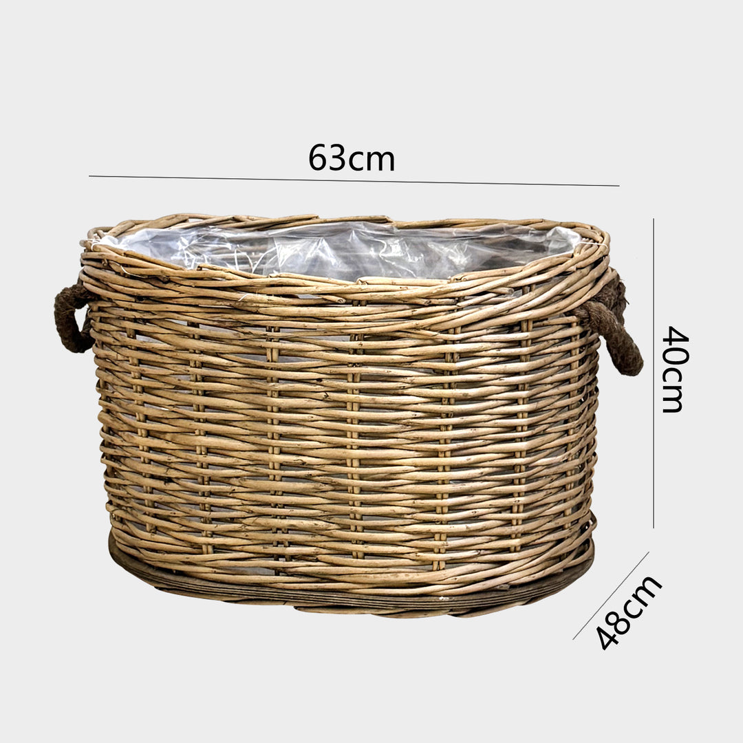 Handwoven storage basket with carrying handles Stornfield