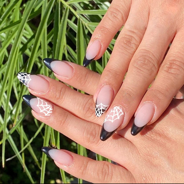 Artistic Halloween-Themed Stiletto Press-On Nails Stornfield