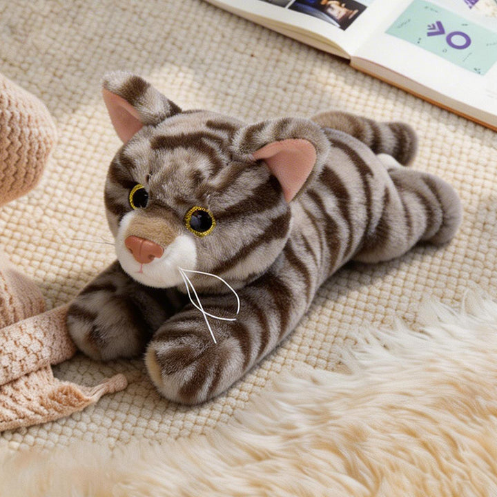 Lifelike Stretching Cat Plush Floor Cuddle Pillow Stornfield