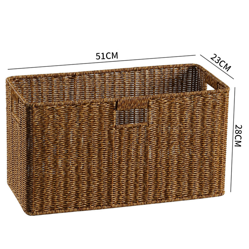 Handwoven Rectangular Storage Bin with Cutout Handles Stornfield